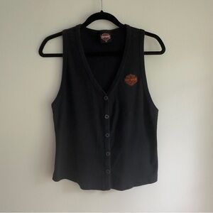 Vintage 90's Harley-Davison Button Front Cotton Vest